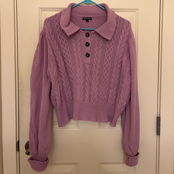 Who What Wear Sweaters - Women's Magenta Cable Knit Sweater